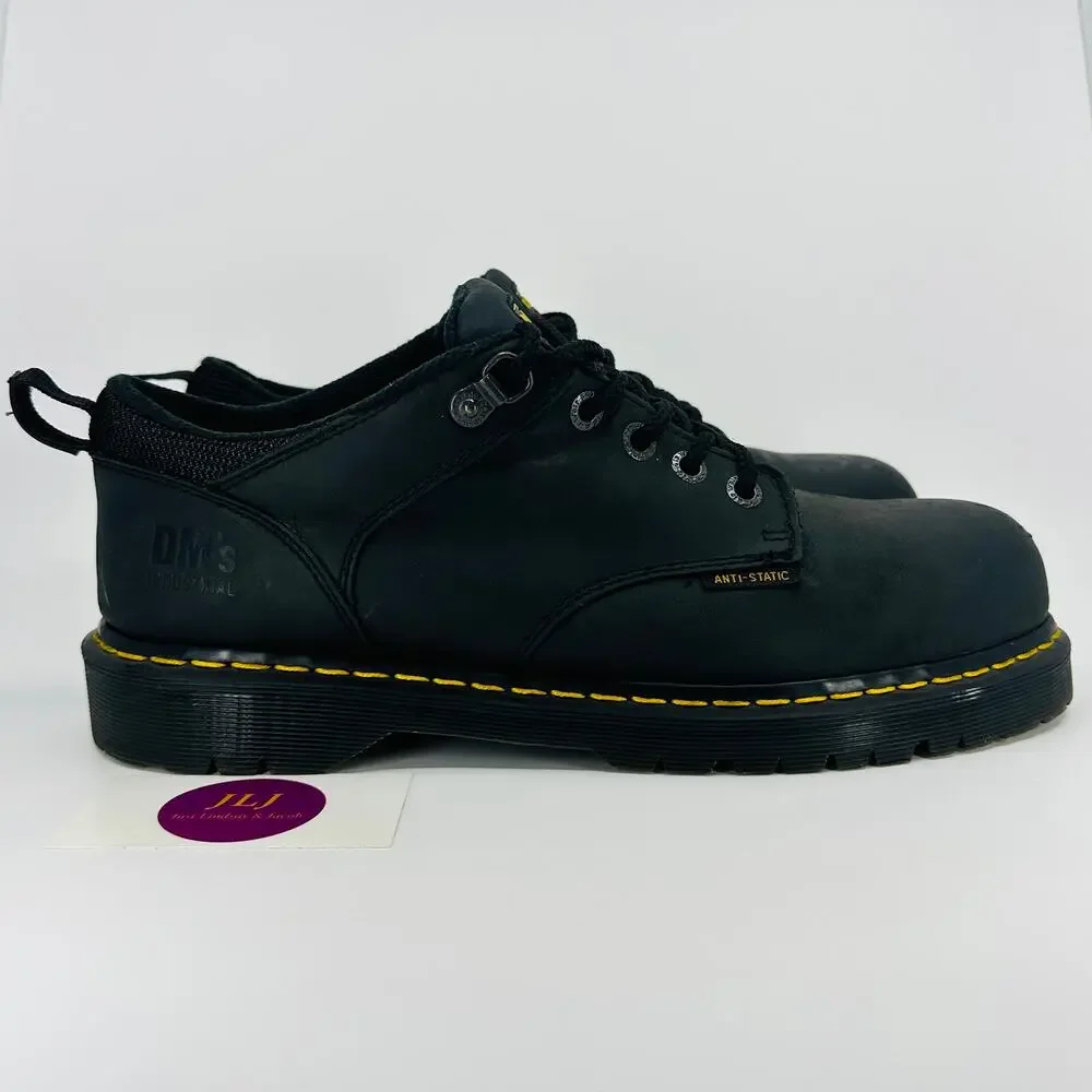 Dr. Martens Men's Ashridge Black Greasy Leather Steel Toe Oxford Shoes Size 13